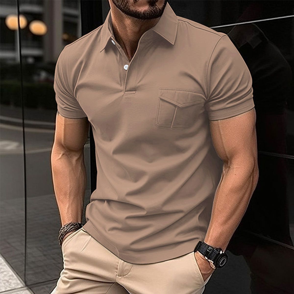 Autumn New Men's Polo Shirt Pocket Men's Sport Polo Shirt