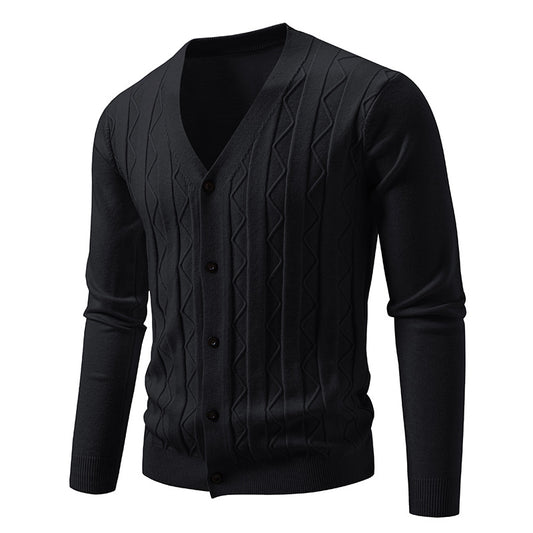 Men’s Cardigan – Fashionable V-Neck Cable Knit Outerwear
