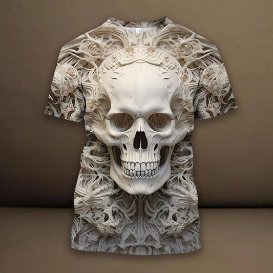 Spider Skull 3D Digital Print Vintage Men's Short-Sleeve T-Shirt