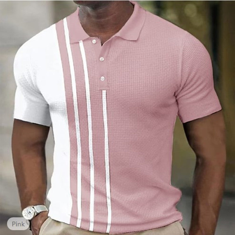 Men's Golf Polo Shirt Short Sleeve Summer New 3D Print Button Placket Trendy Breathable