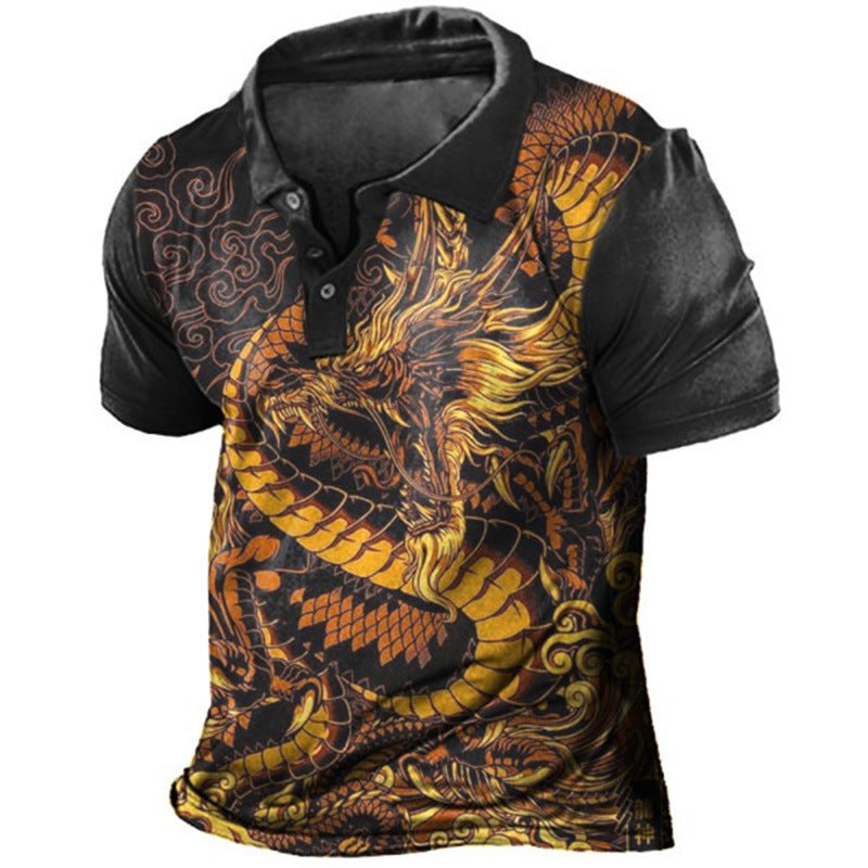 Street Quality 3D Print Polo Shirt Men's Casual Turn-Down Collar Short Sleeve Sport Shirt