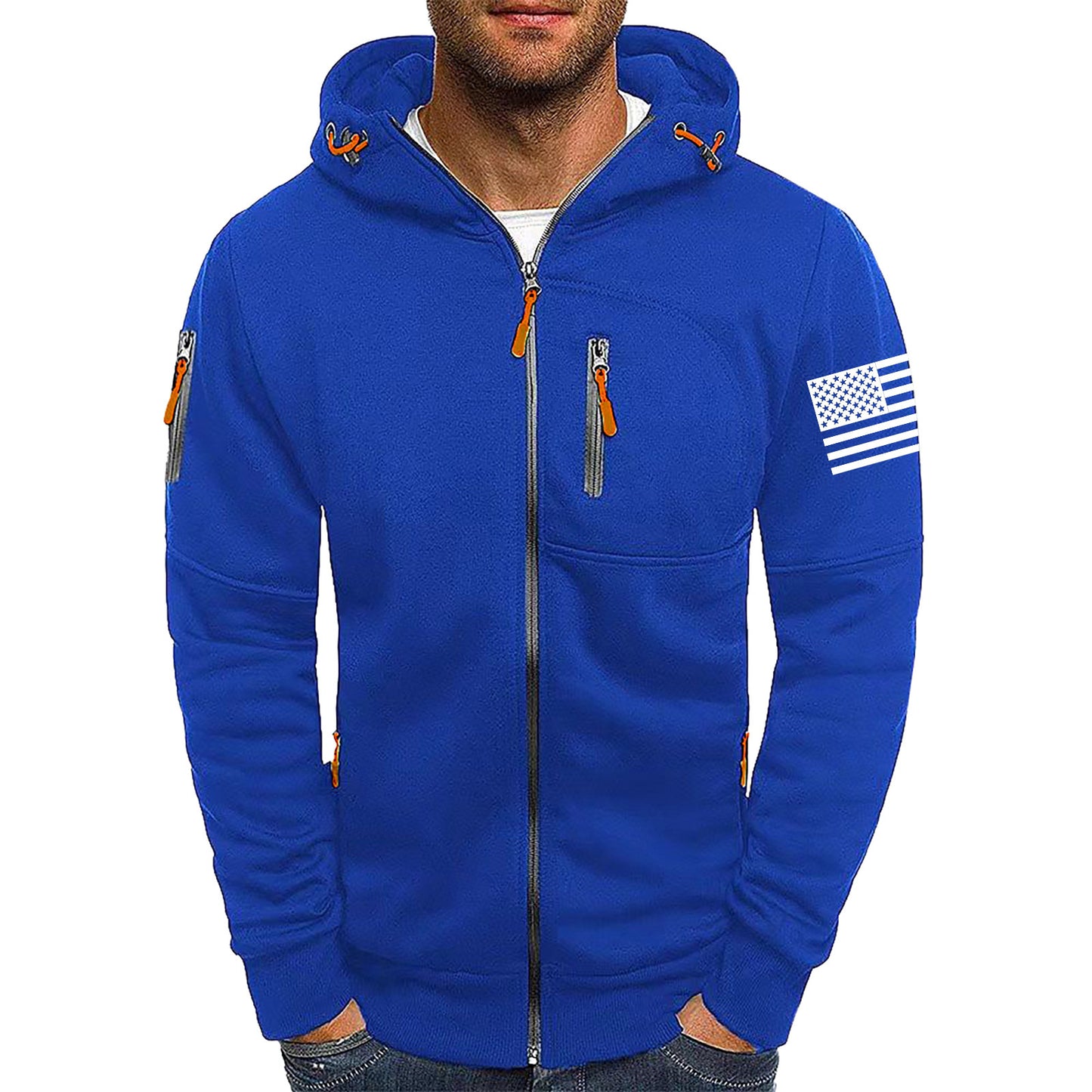 Men's Fitness Zip-Up Hoodie Sporty Casual Pullover