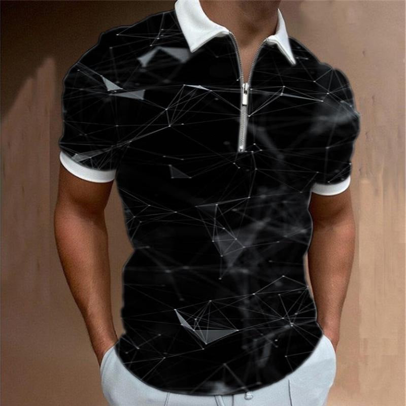 New Bestseller Digital Print Stripe Short Sleeve Turn-Down Collar Polo Shirt Paul Shirt
