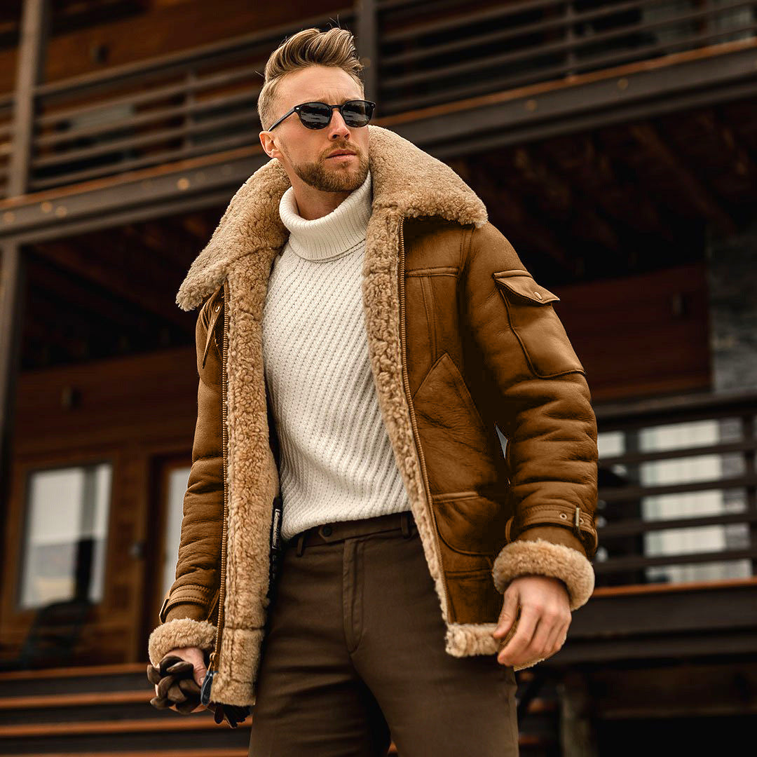 Men's Warm Faux Fur-Lined Thick Padded Jacket