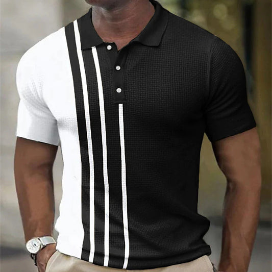 Men's Golf Polo Shirt Short Sleeve Summer New 3D Print Button Placket Trendy Breathable