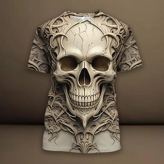 Spider Skull 3D Digital Print Vintage Men's Short-Sleeve T-Shirt
