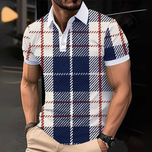 Hot Sale Men's Casual Trendy Button Polo Shirt 3D Digital Print Short Sleeve Turn-Down Collar Polo Shirt