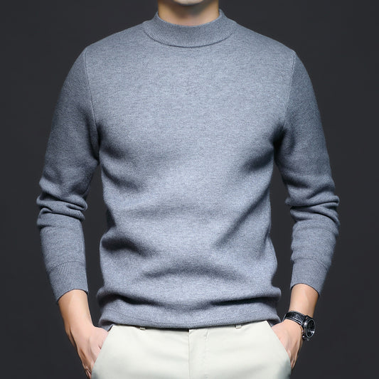 New Men's Autumn Solid Color Semi-Turtleneck Slim Fit Sweater – Youth Base Layer Knitwear Men's Clothing