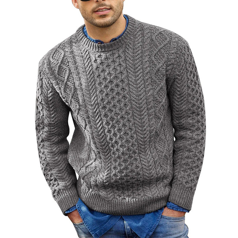Pink Men’s Slim Fit Cable Knit Pullover – Fashionable Men’s Wear