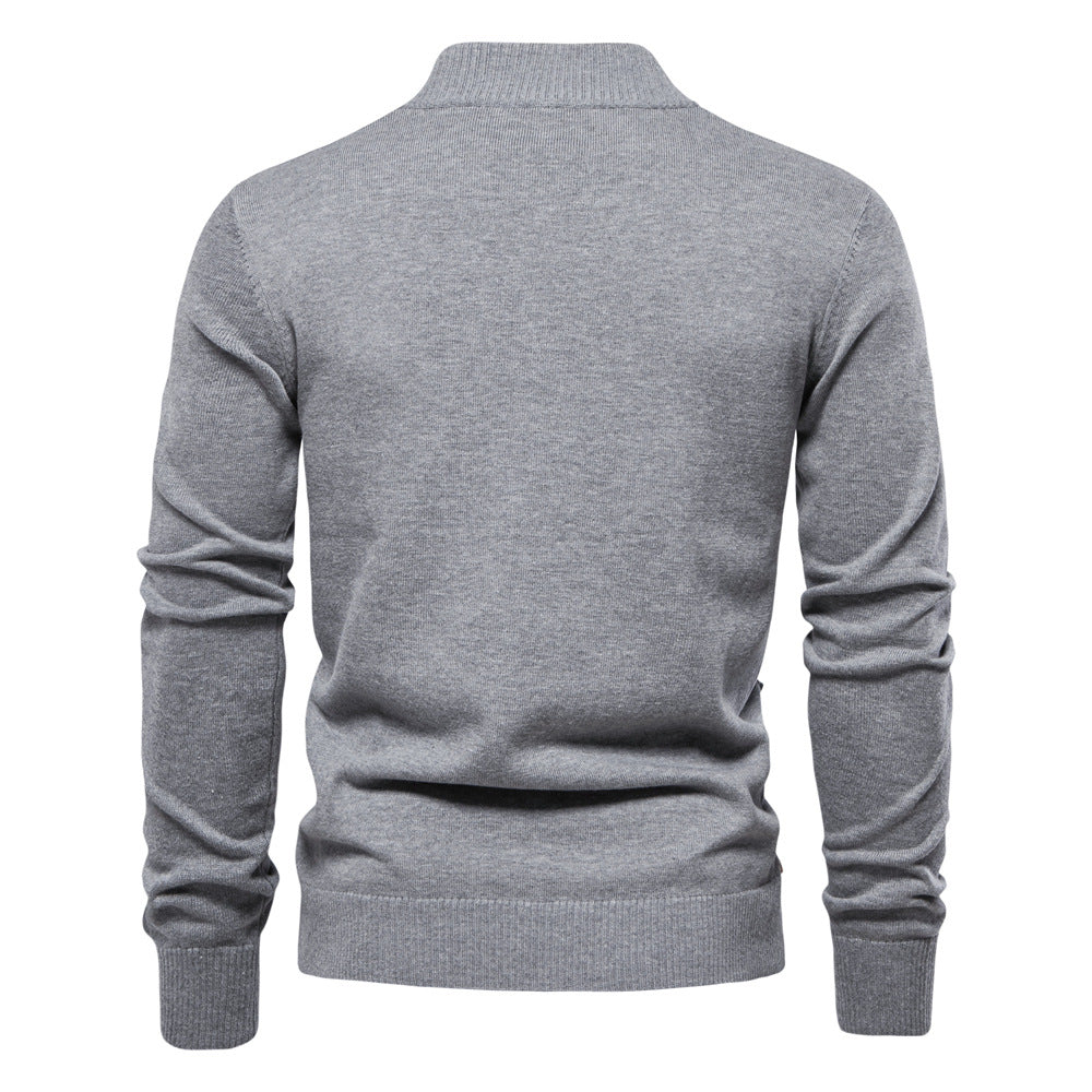 2025 Fall & Winter Men’s Solid Color Cardigan - High-Quality Knit Sweater for Business & Casual Wear
