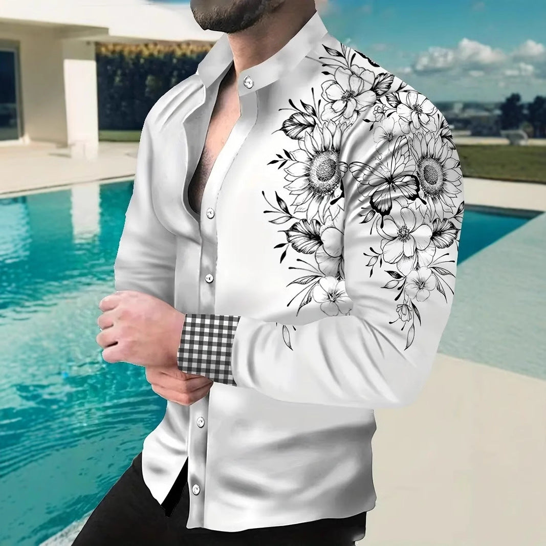 Summer New Men's Casual Top 3D Print Fashion Loose Short Sleeve Shirt