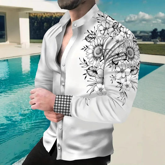 Summer New Men's Casual Top 3D Print Fashion Loose Short Sleeve Shirt