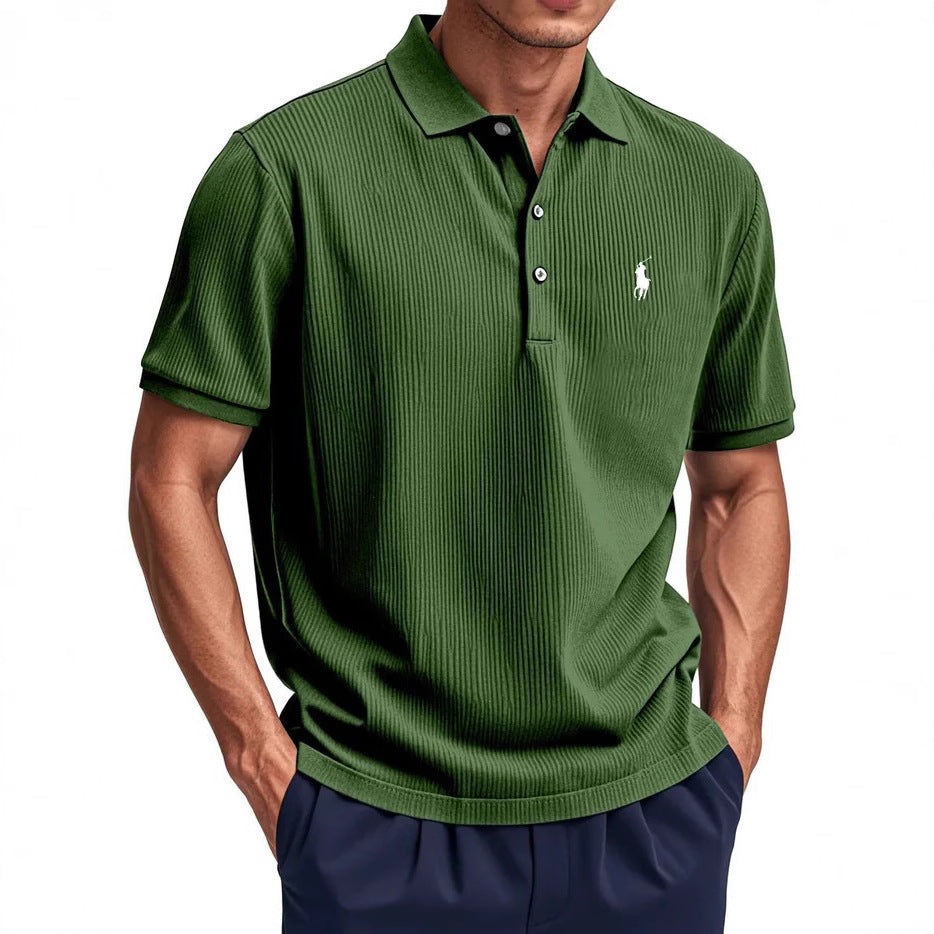 Summer New Men's Wear Casual Button Turn-Down Collar Polo Shirt Men White Black