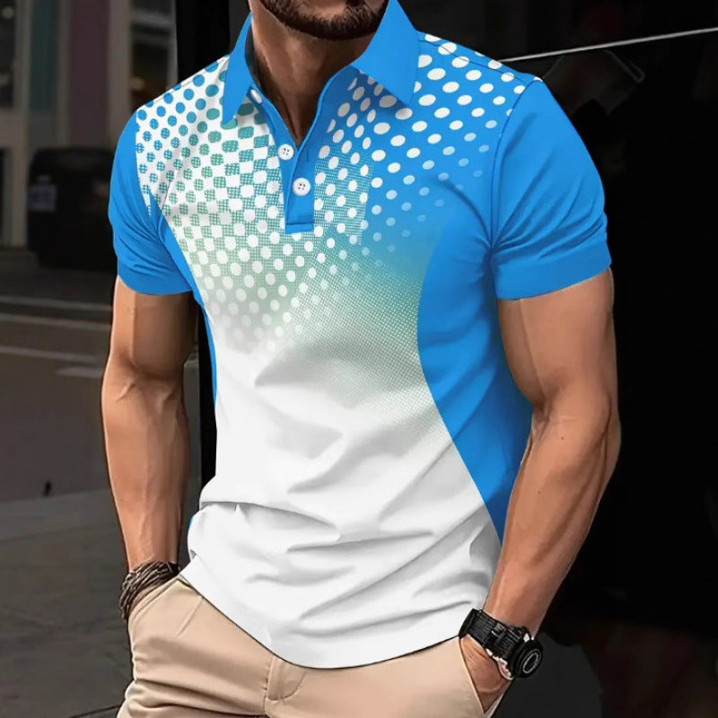 Hot Item Irregular Pattern Gradient Dyed Golf Men's Button Polo Shirt