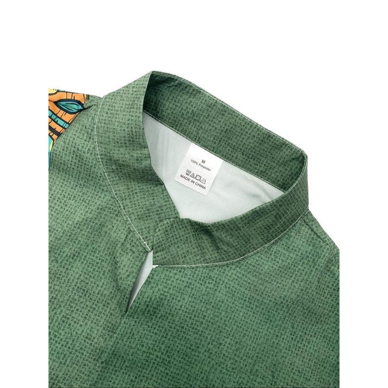 New Men's Tribal Print Button-Up Shirt