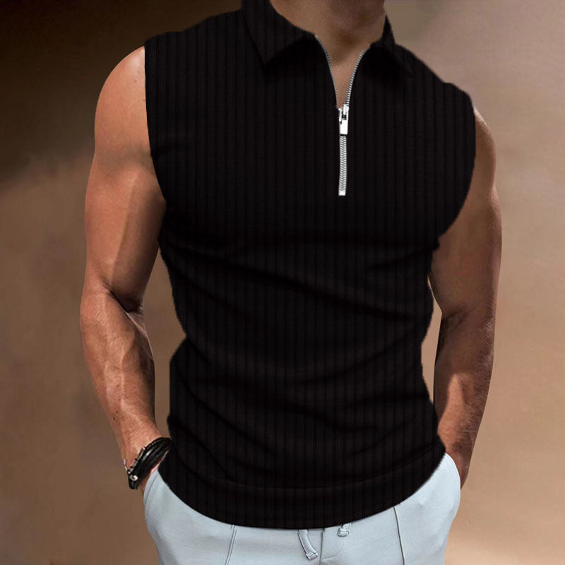 Exclusive For Ins Summer Men's Sleeveless Color-Block Polo Shirt Top