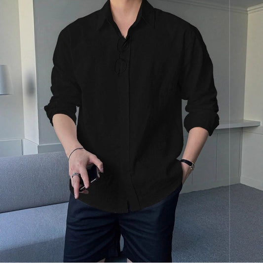 Linen Shirt Men's Loose Thin Long Sleeve Casual Ins Trendy Men's Top Wholesale