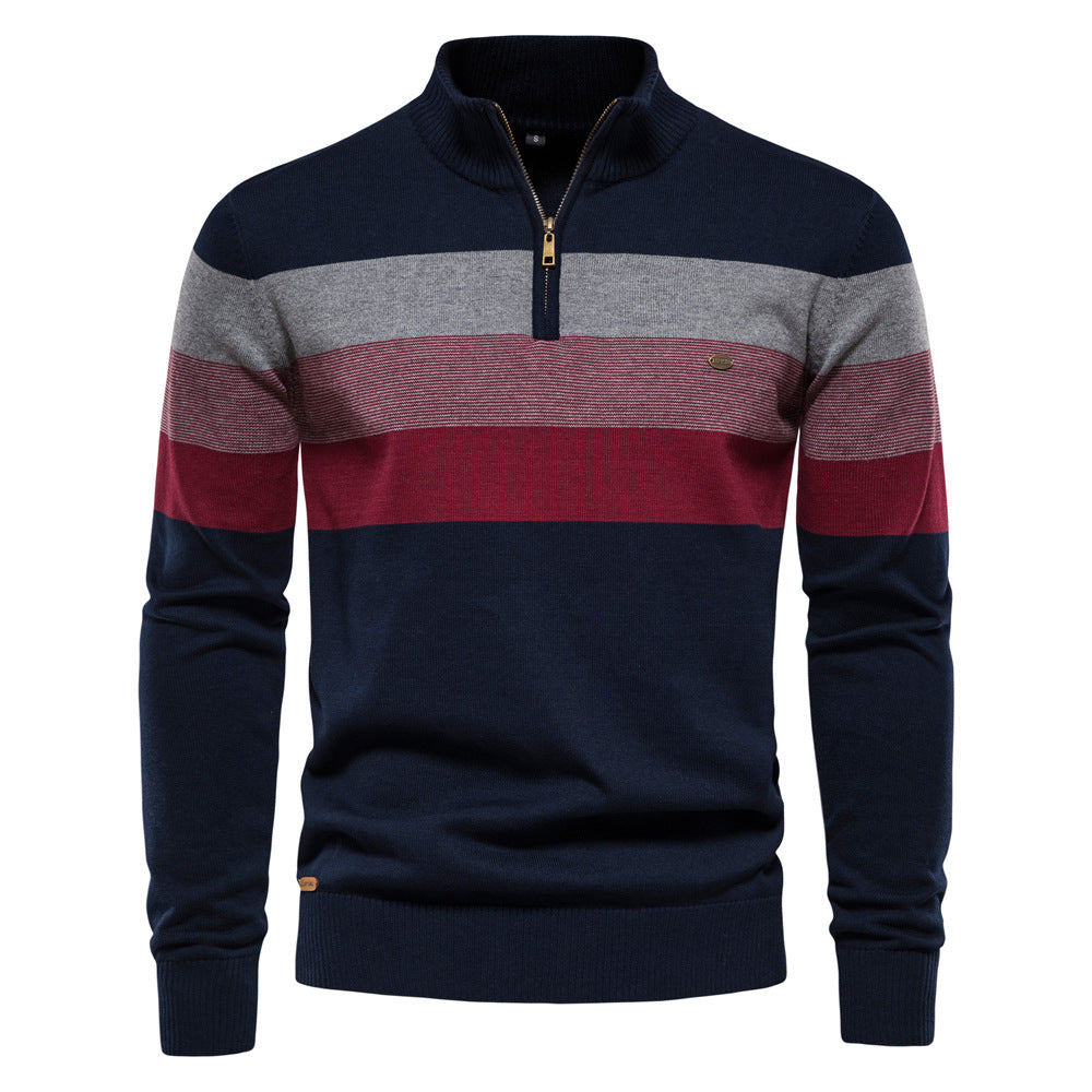 New Men's Open-Chest Stand Collar Sweater Pullover Knitted Sweater