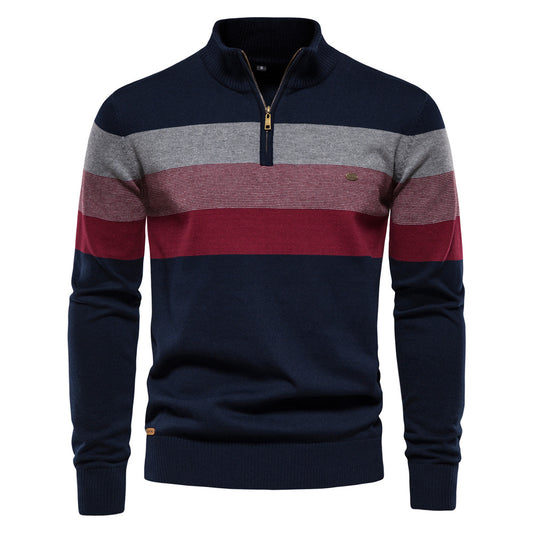 New Men's Open-Chest Stand Collar Sweater Pullover Knitted Sweater
