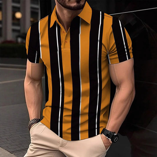 Summer New 3D Turn-Down Collar Short Sleeve Polo Shirt Casual Loose Men's Casual Versatile