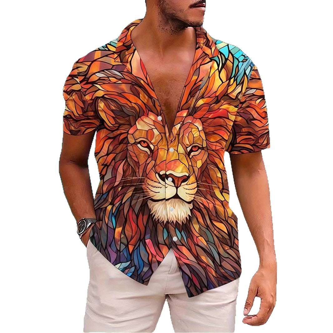 3D Digital Animal Print Men's Shirt Summer Hot-Selling Breathable Short Sleeve Hawaiian