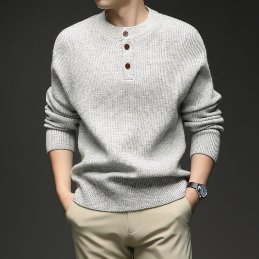 Lazy Style Men's Sweater, Korean Blended Chunky Round Neck Thick Knit Sweater (Wholesale)