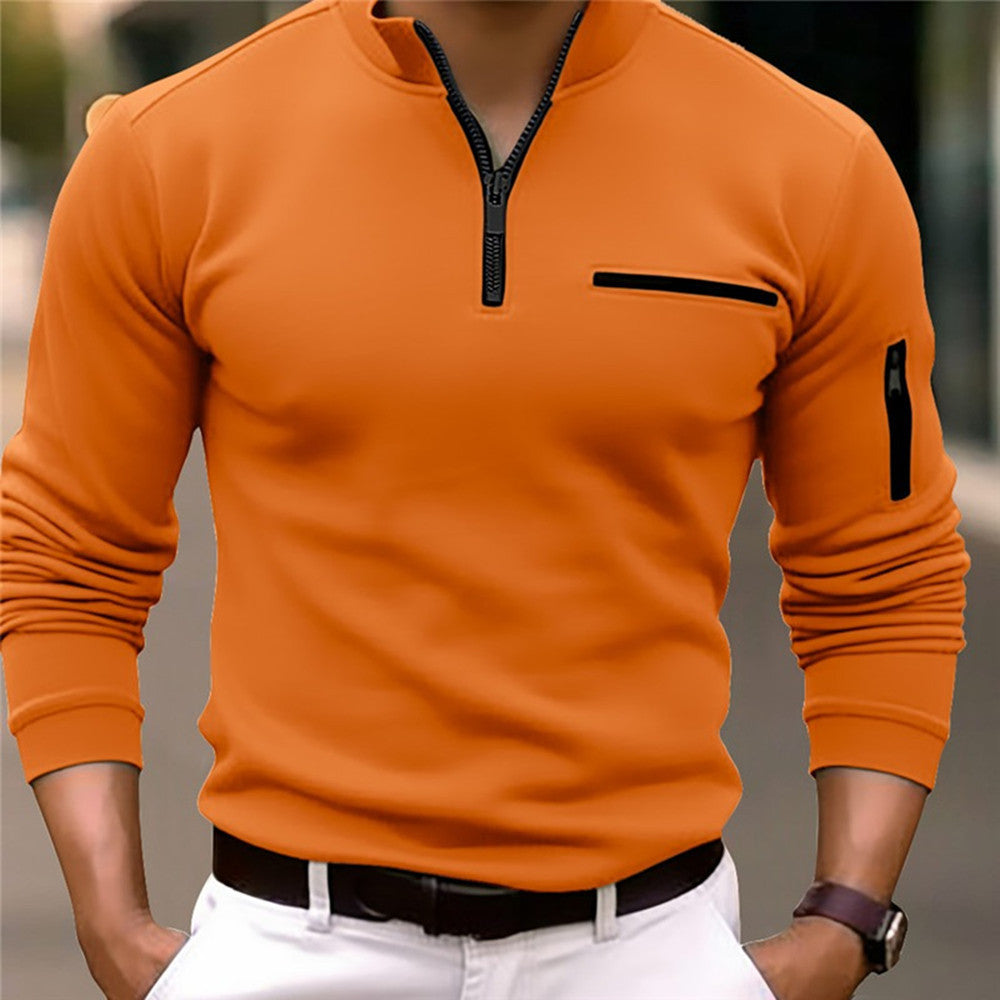 Spring Autumn Polo Shirt Arm Zipper Men's Sport Polo Shirt