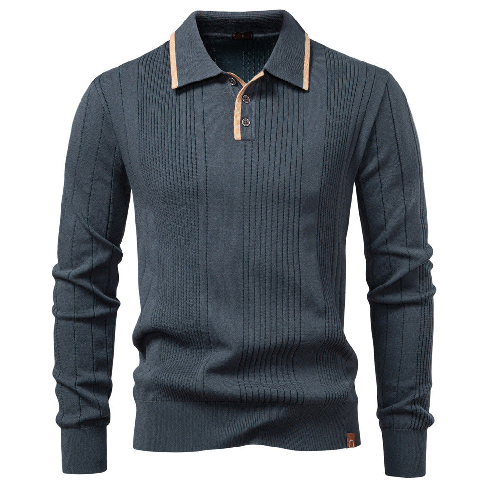New Polo Collar Semi-Zip Men’s Sweater – High-Quality Knitwear