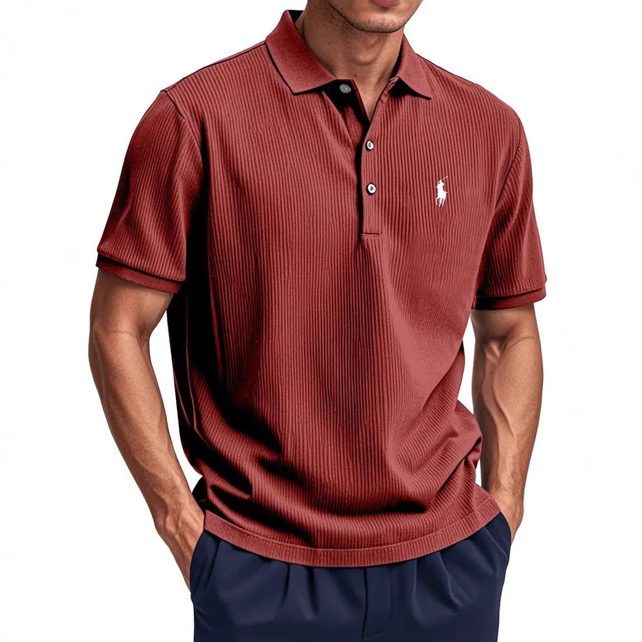 Summer New Men's Wear Casual Button Turn-Down Collar Polo Shirt Men White Black