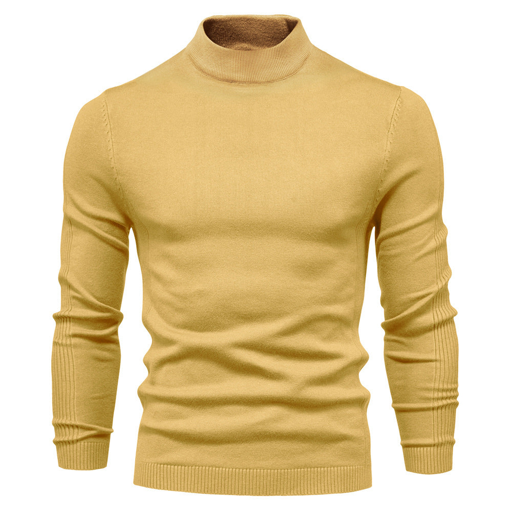 2025 Men’s Thick & Warm Sweater - Slim Fit Mid-Neck Knit Pullover in Multiple Colors