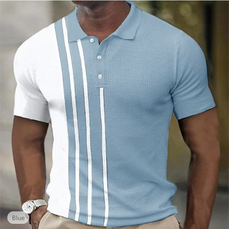 Men's Golf Polo Shirt Short Sleeve Summer New 3D Print Button Placket Trendy Breathable