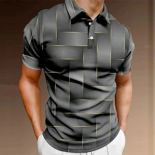 New Pullover Polo Shirt Button Solid Color Short Sleeve Fashion Retro Commute Men's Short Sleeve