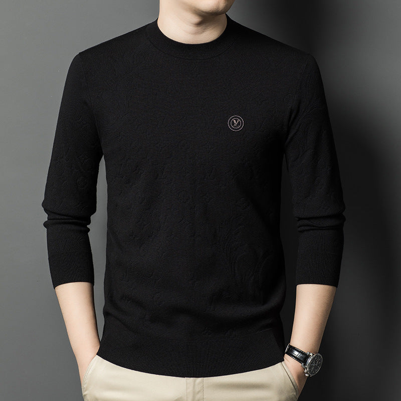 New Korean Style Men’s Slim Fit Round Neck Wool Sweater