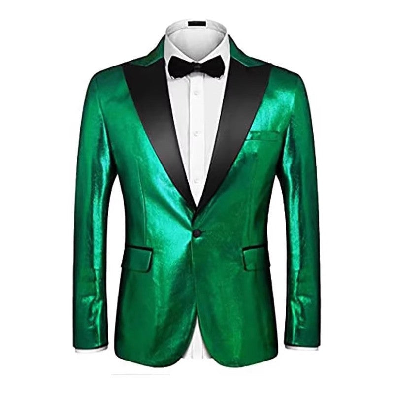 New KoreanStyle Men's Stage Suit  Blue NightclubEvening Sequined Blazer