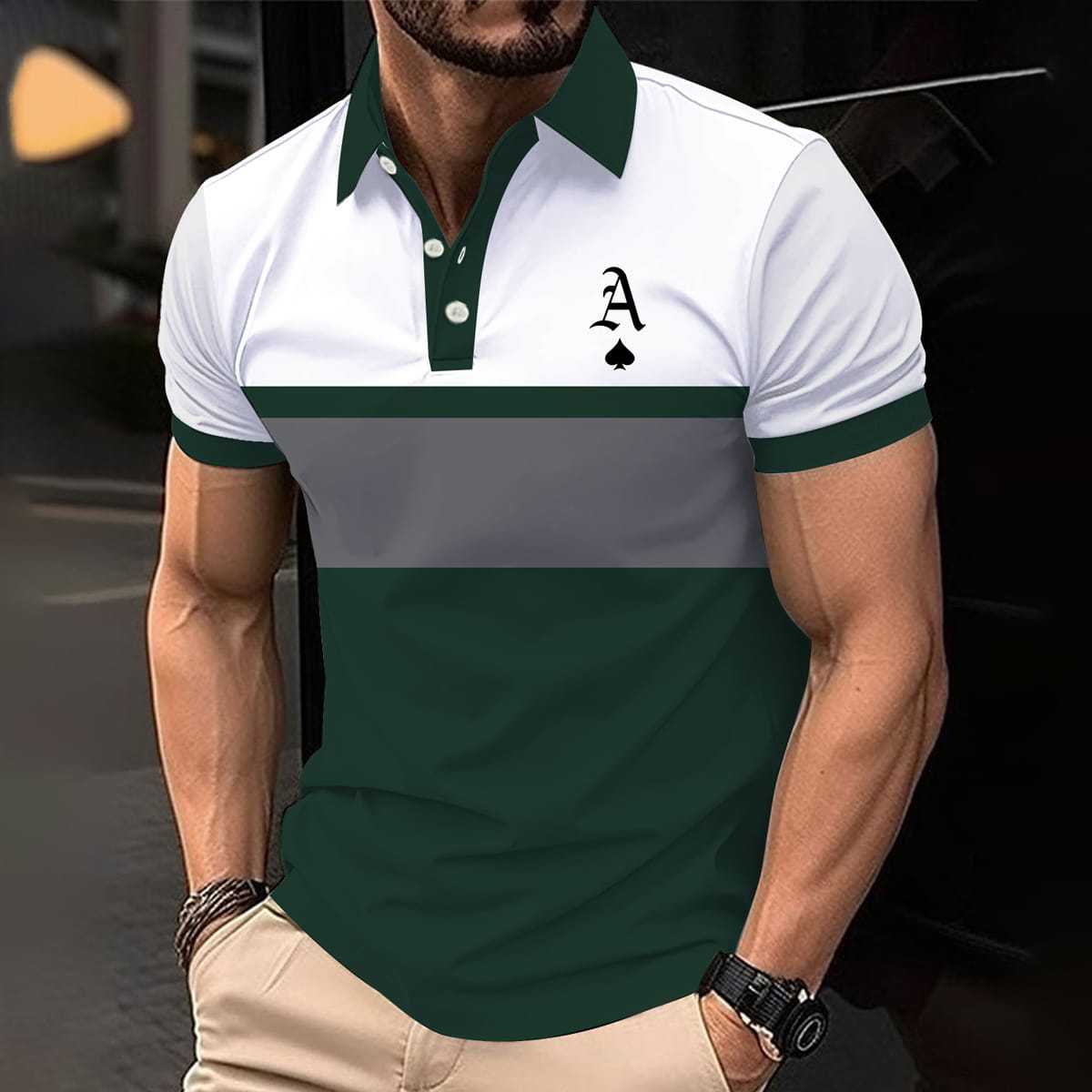 Summer 3D Polo Shirt Button Digital Print Men's Sport Polo Shirt
