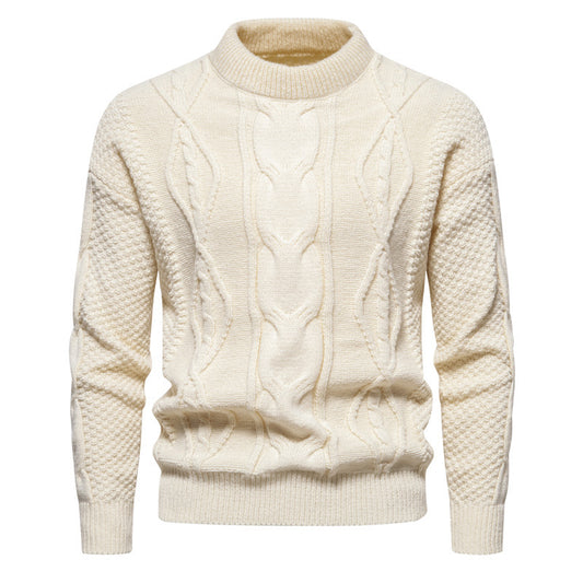 New Retro American Style Men’s Round Neck Knit Sweater