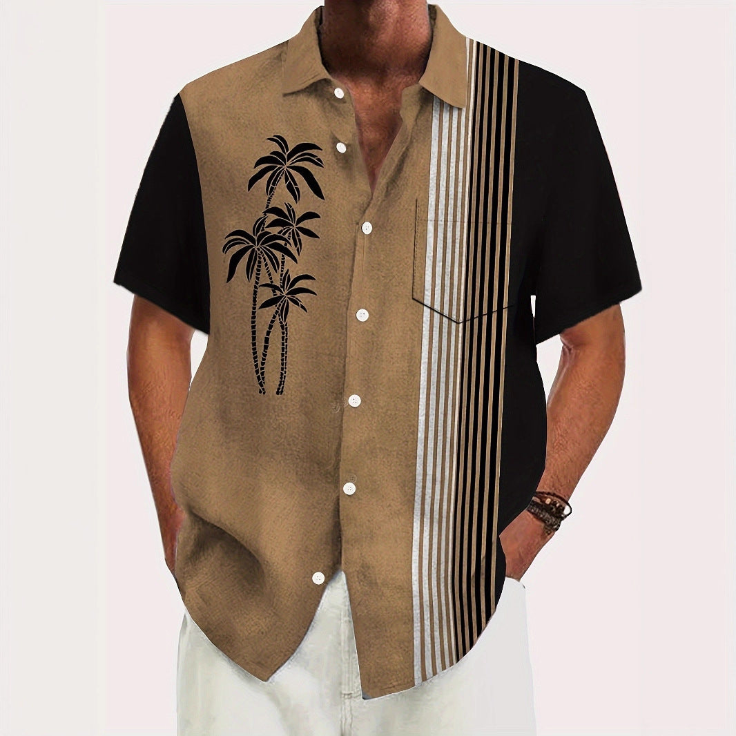 Summer New Men's Casual Fashion Hawaiian Style 3D Digital Print Short Sleeve Shirt Plus Size