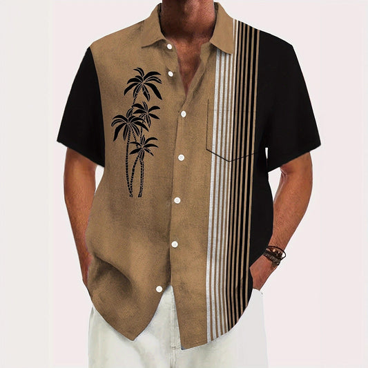Summer New Men's Casual Fashion Hawaiian Style 3D Digital Print Short Sleeve Shirt Plus Size