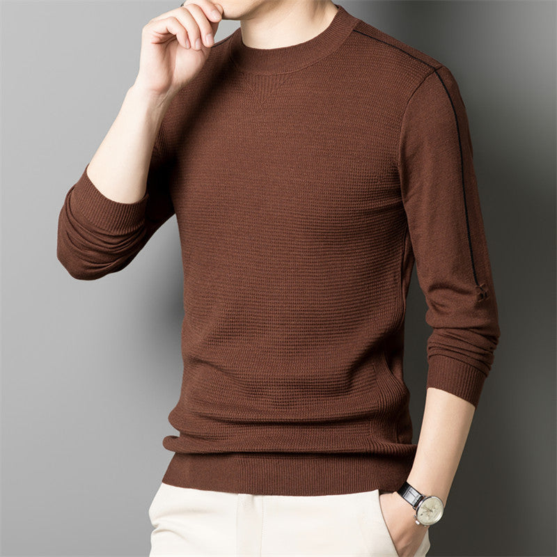 Men's Knit Sweater for Spring/Autumn Trendy Jacquard Knitwear for Young Men