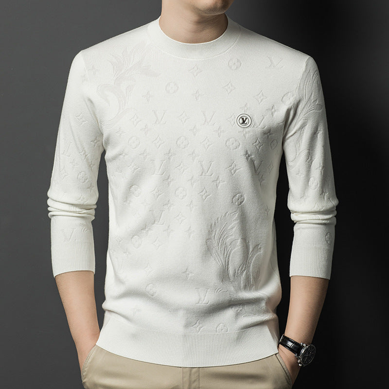 New Korean Style Men’s Slim Fit Round Neck Wool Sweater