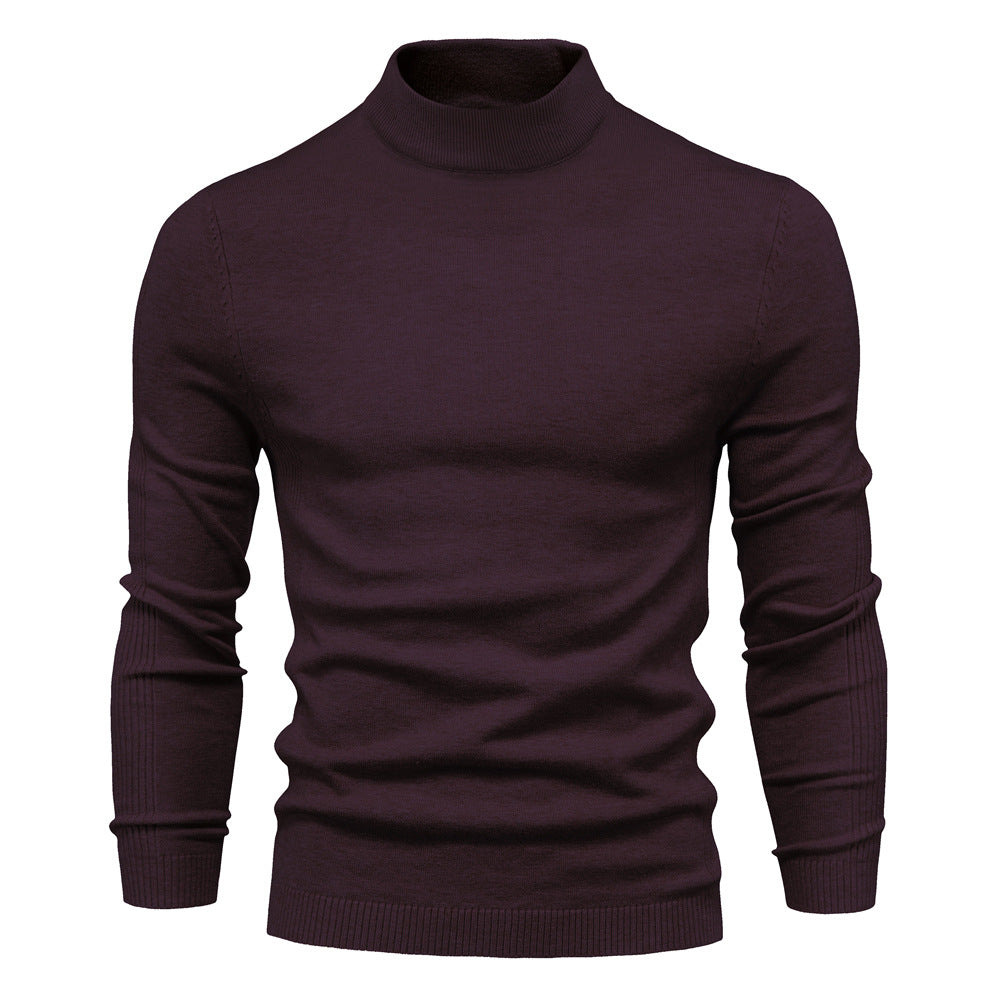 2025 Men’s Thick & Warm Sweater - Slim Fit Mid-Neck Knit Pullover in Multiple Colors