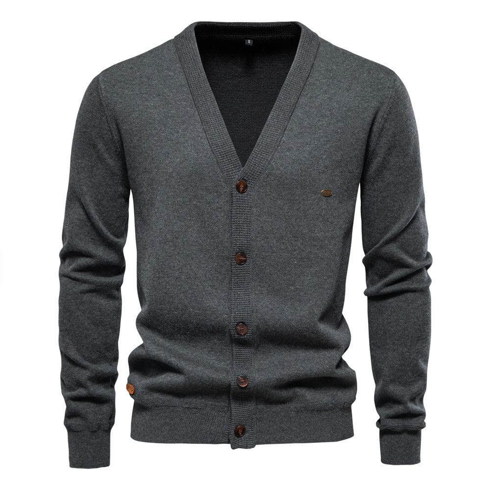 2025New Fall & Winter Men’s Cardigan Sweater - High-Quality Business Casual Solid Color Knitwear
