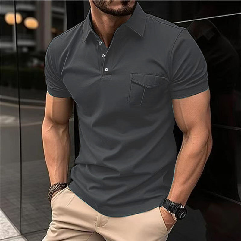 Autumn New Men's Polo Shirt Pocket Men's Sport Polo Shirt