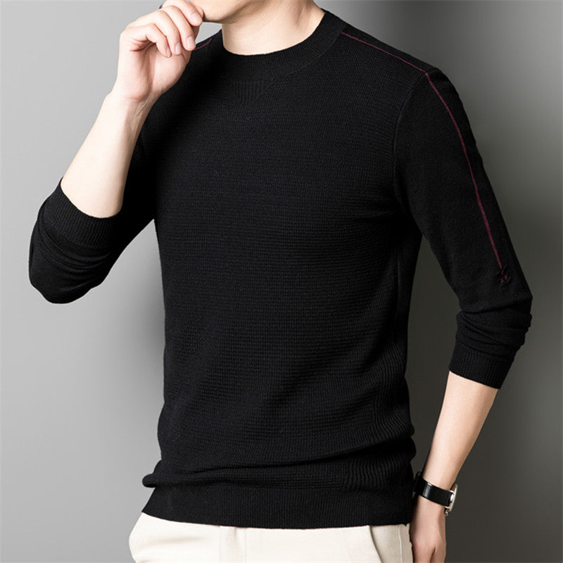 Men's Knit Sweater for Spring/Autumn Trendy Jacquard Knitwear for Young Men
