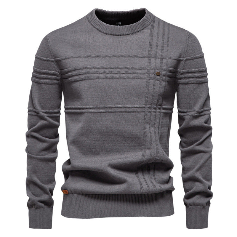 New Men’s Round Neck Pullover – High-Quality Solid Color Sweater