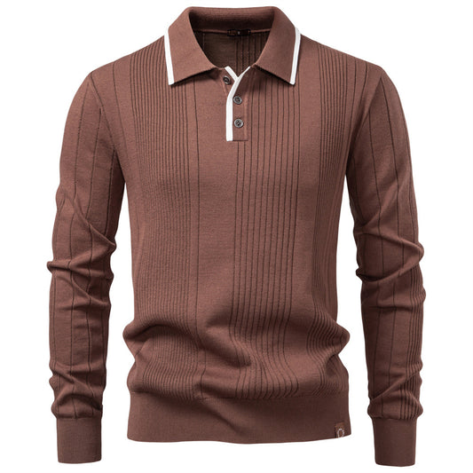 New Polo Collar Semi-Zip Men’s Sweater – High-Quality Knitwear