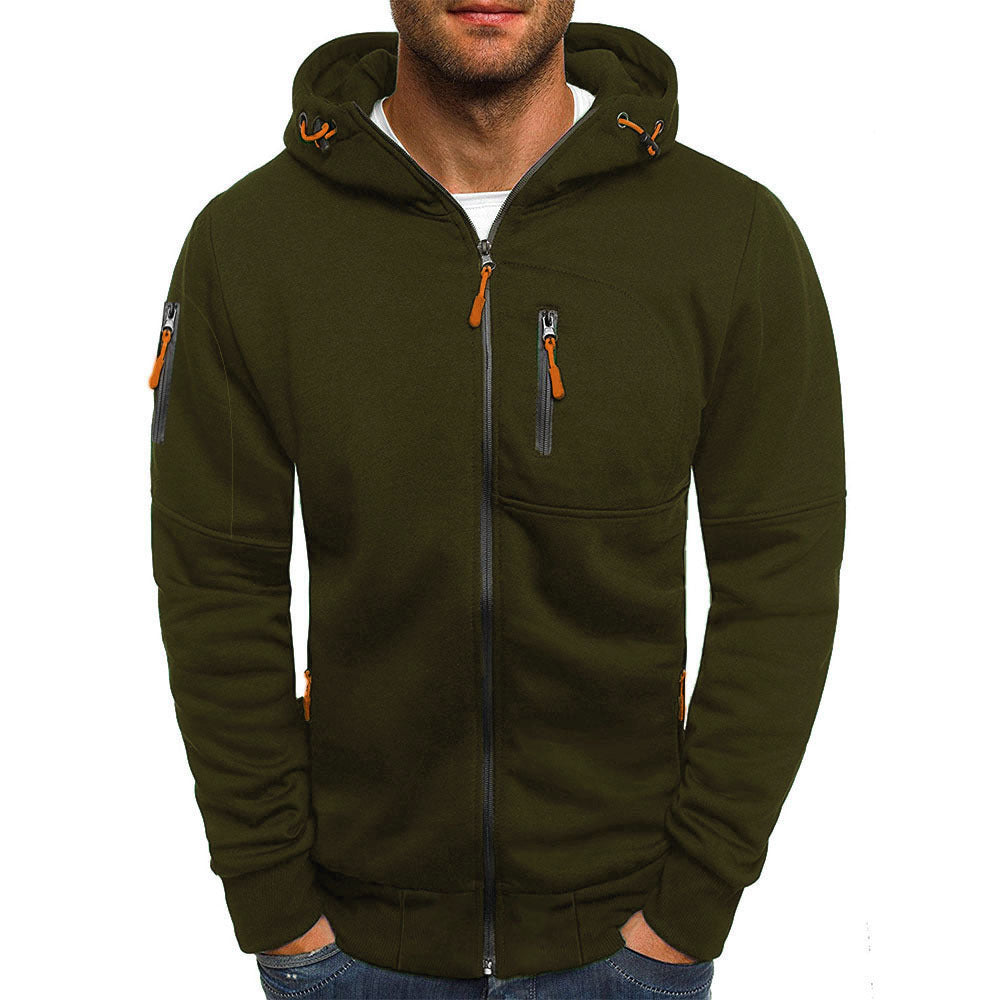 New Oversized Men's Sport Fitness Jacket Casual Arm Zipper Hoodie Open-Front Coat