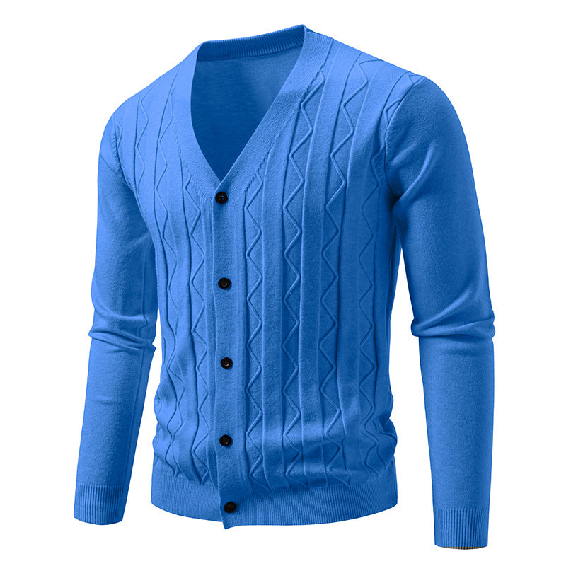 Men’s Cardigan – Fashionable V-Neck Cable Knit Outerwear