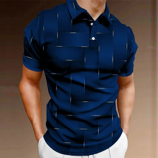 New Pullover Polo Shirt Button Solid Color Short Sleeve Fashion Retro Commute Men's Short Sleeve