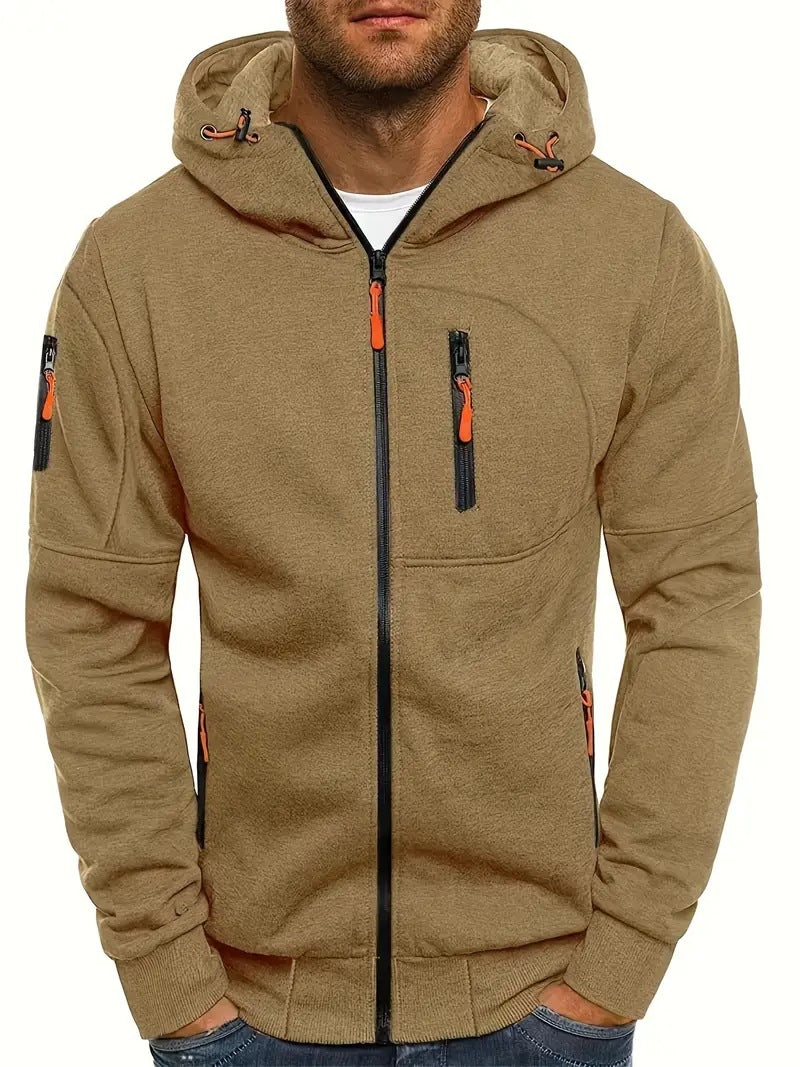 New Oversized Men's Sport Fitness Jacket Casual Arm Zipper Hoodie Open-Front Coat